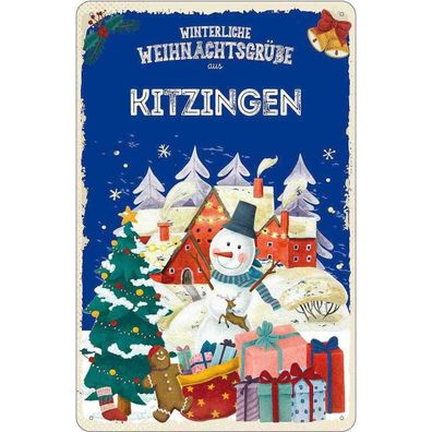 vianmo Blechschild 20x30 cm Weihnachtsgrüße Kitzingen