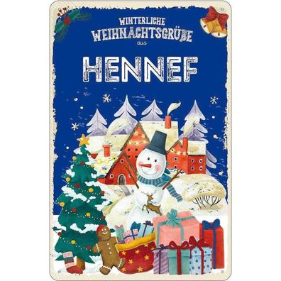vianmo Blechschild 20x30 cm Weihnachtsgrüße aus HENNEF
