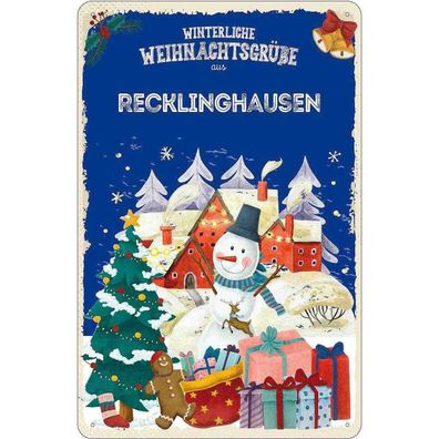 vianmo Blechschild 20x30 cm Weihnachtsgrüße aus Recklinghausen