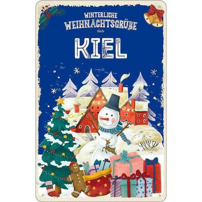 vianmo Blechschild 20x30 cm Weihnachtsgrüße Kielfest