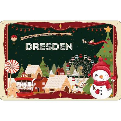 vianmo Blechschild 20x30 cm Weihnachten aus Dresden