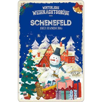 vianmo Blechschild 20x30 cm Weihnachtsgrüße aus Schenefeld BEI Hamburg
