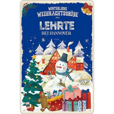 vianmo Blechschild 20x30 cm Weihnachtsgrüße LEHRTE BEI Hannover
