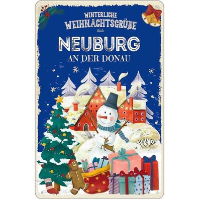 vianmo Blechschild 20x30 cm Weihnachtsgrüße Neuburg AN DER DONAU