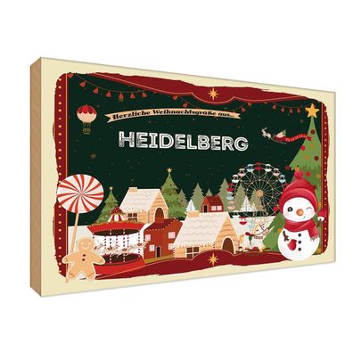 vianmo Holzschild Holzbild 18x12 cm Weihnachten Heidelberg