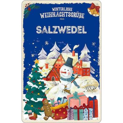 vianmo Blechschild 20x30 cm Weihnachtsgrüße Salzwedel