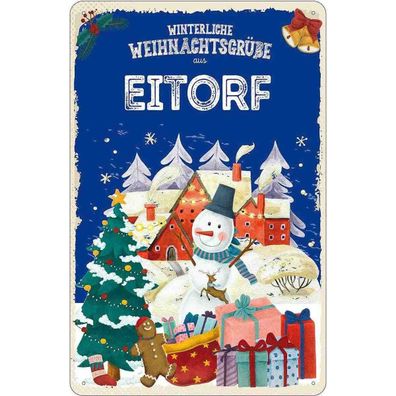 vianmo Blechschild 20x30 cm Weihnachtsgrüße aus EITORF