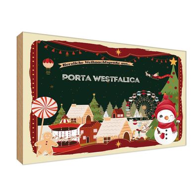 vianmo Holzschild Holzbild 18x12 cm Weihnachten aus PORTA Westfalica