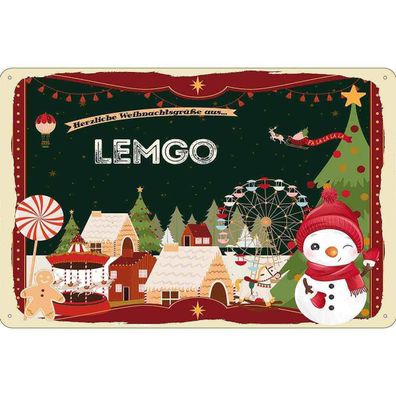vianmo Blechschild 20x30 cm Weihnachten aus LEMGO