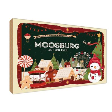 vianmo Holzschild Holzbild 18x12 cm Weihnachten aus Moosburg AN DER ISAR