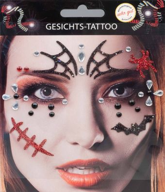 Gesichts Tattoo Halloween Vampir Hexe Zombie Spinnennetz Karneval Fasching