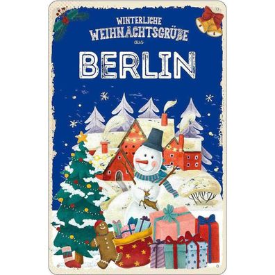 vianmo Blechschild 20x30 cm Weihnachtsgrüße aus BERLIN