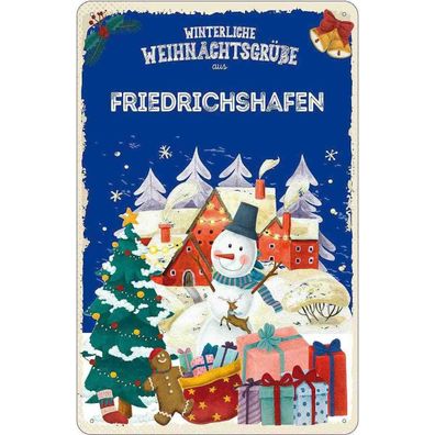 vianmo Blechschild 20x30 cm Weihnachtsgrüße Friedrichshafen