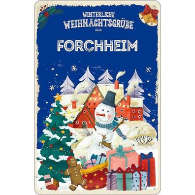 vianmo Blechschild 20x30 cm Weihnachtsgrüße Forchheim