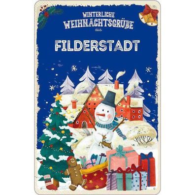vianmo Blechschild 20x30 cm Weihnachtsgrüße Filderstadt