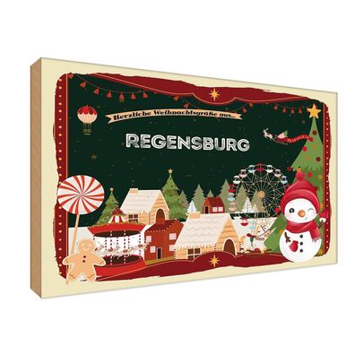 vianmo Holzschild Holzbild 18x12 cm Weihnachten Regensburg