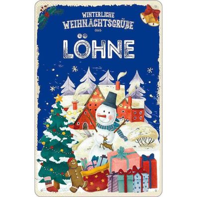 vianmo Blechschild 20x30 cm Weihnachtsgrüße Löhnefest