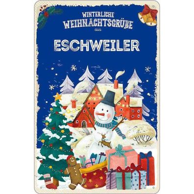 vianmo Blechschild 20x30 cm Weihnachtsgrüße Eschweiler