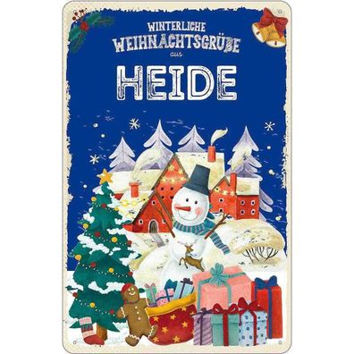 vianmo Blechschild 20x30 cm Weihnachtsgrüße aus HEIDE