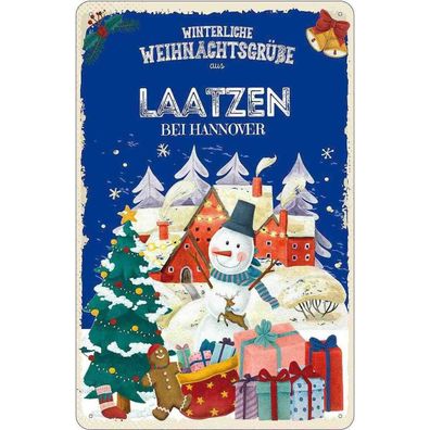 vianmo Blechschild 18x12 cm Weihnachtsgrüße aus Laatzen BEI Hannover