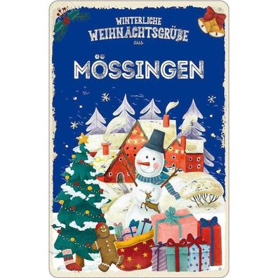 vianmo Blechschild 20x30 cm Weihnachtsgrüße Mössingen