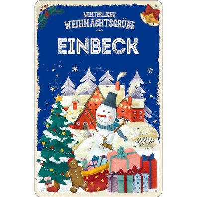 vianmo Blechschild 20x30 cm Weihnachtsgrüße aus Einbeck
