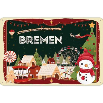 vianmo Blechschild 20x30 cm Weihnachten aus BREMEN