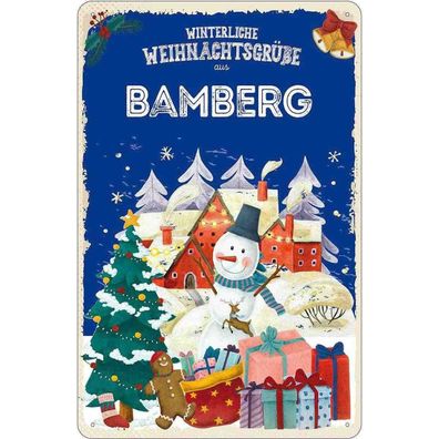 vianmo Blechschild 20x30 cm Weihnachtsgrüße aus Bamberg