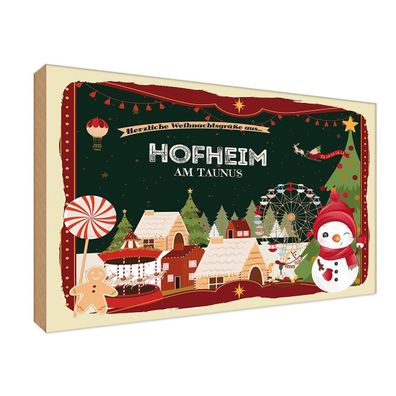 vianmo Holzschild Holzbild 18x12 cm Weihnachten Hofheim AM TAUNUS