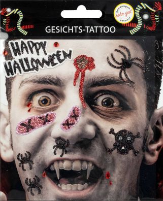 Halloween Gesichts Tattoo Vampir Zombie Spider Dracula Karneval Fasching