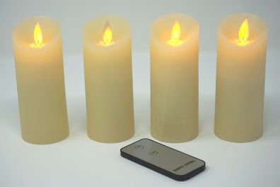 4er Set LED Kerzen weiß / elfenbein mit Fernbedienung