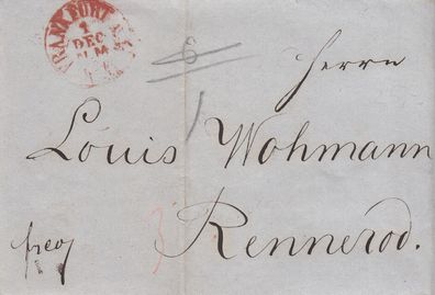 Hessen vollständiger Vorphilabrief aus dem Jahr 1863 von Frankfurt nach Rennerod (1)