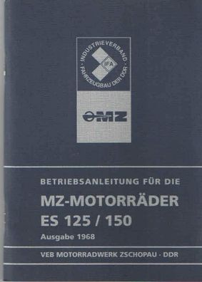 Bedienungsanleitung passend für MZ Motorrad ES 125 / 150, Ost Oldtimer, DDR Klassiker