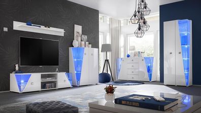 Wohnwand Set 5 tlg Kommode Luxus TV-Ständer Modern Wohnzimmer Design