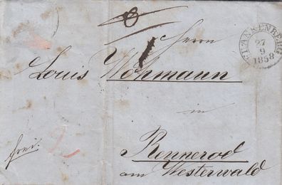 Hessen vollständiger Vorphilabrief aus dem Jahr 1858 von Frankenberg - Rennerod