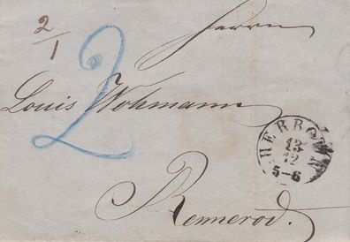 Hessen vollständiger Vorphilabrief aus dem Jahr 1864 von Herborn nach Rennerod 6