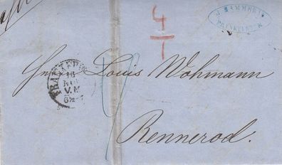 Hessen vollständiger Vorphilabrief aus dem Jahr 1864 von Frankfurt nach Rennerod 12