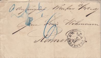 Hessen vollständiger Vorphilabrief aus dem Jahr 1865 von Frankfurt nach Rennerod 21
