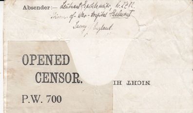 Großbritannien Kriegsgefangenenpost 1918 von Belmont nach Hannover 4