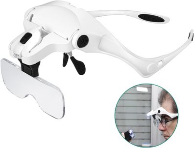 Lupenbrille mit Licht Hände Frei Kopfband Lupen Standlupe mit LED lichts für