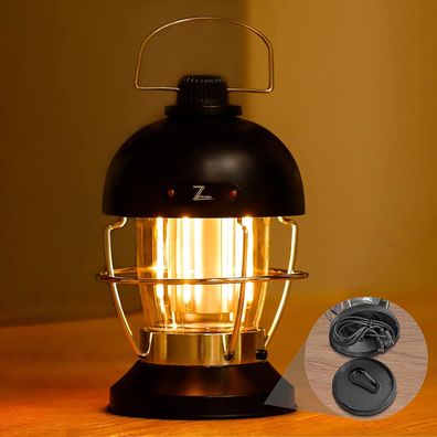 5000 mAh Rechargeable LED Camping Lamp, Retro Camping Lantern Battery with 350