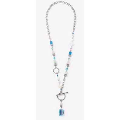 Collier - Edelstahl - GeoCube Morgentau Blau