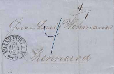Hessen vollständiger Vorphilabrief aus dem Jahr 1868 von Frankfurt nach Rennerod 17