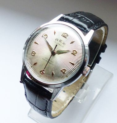 Schöne seltene REX Watch Co. Swiss 17Jew. Herren Military Vintage Armbanduhr