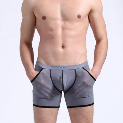 Herren See Through Hose Silk-Like Boxer Shorts M L XL Unterhose Swingerclub Pants