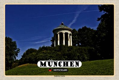 Holzschild 18x12 cm - München Englischer Garten