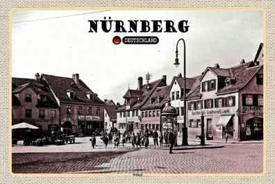 Blechschild 18x12 cm Nürnberg Wöhrd Altstadt Gemälde