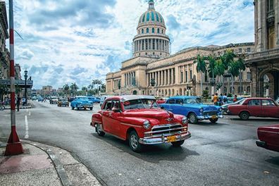 Holzschild Holzbild 18x12 cm Auto Oldtimer Cuba Havana