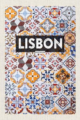 Holzschild Holzbild 18x12 cm Lisbon Portugal Mosaik Kunst