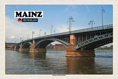 Holzschild Holzbild 18x12 cm Mainz Theodor-Heuss-Brücke